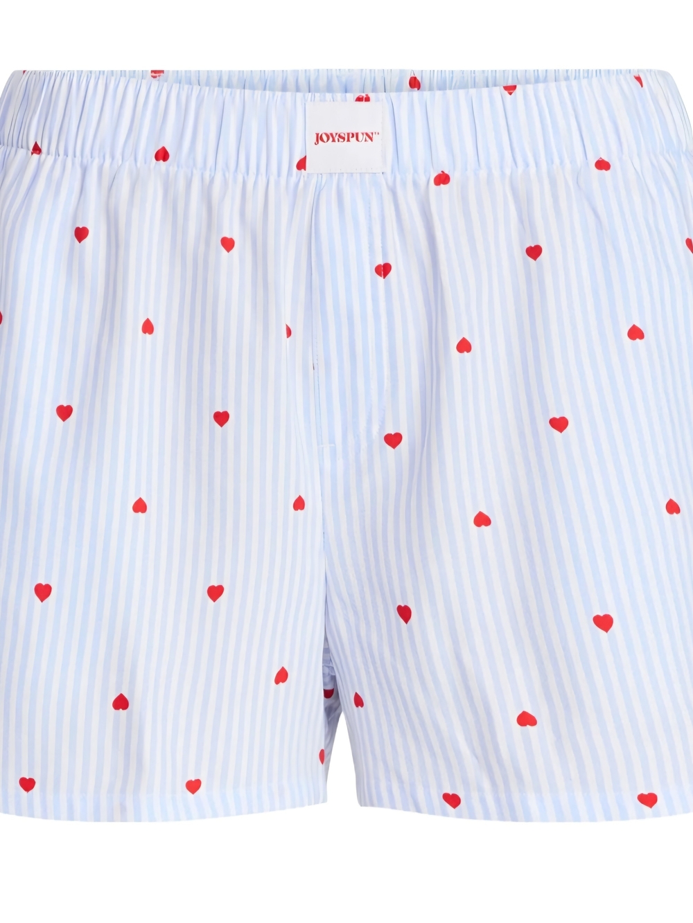 Cotton Stripe & Heart Print Sleep Shorts in Light Blue - Picture 3 of 6
